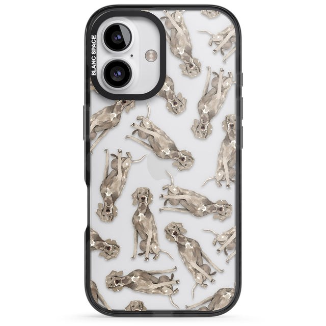 iPhone 16 Pro Max Weimaraner Watercolour Dog Pattern Black Impact Phone Case