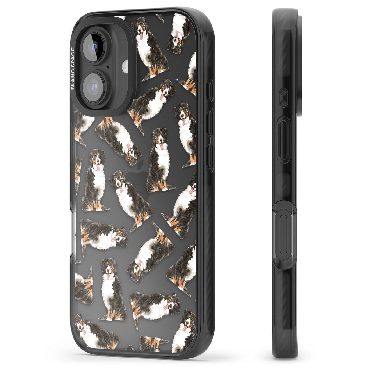 iPhone 16 Pro Max Bernese Mountain Dog Watercolour Dog Pattern Black Impact Phone Case