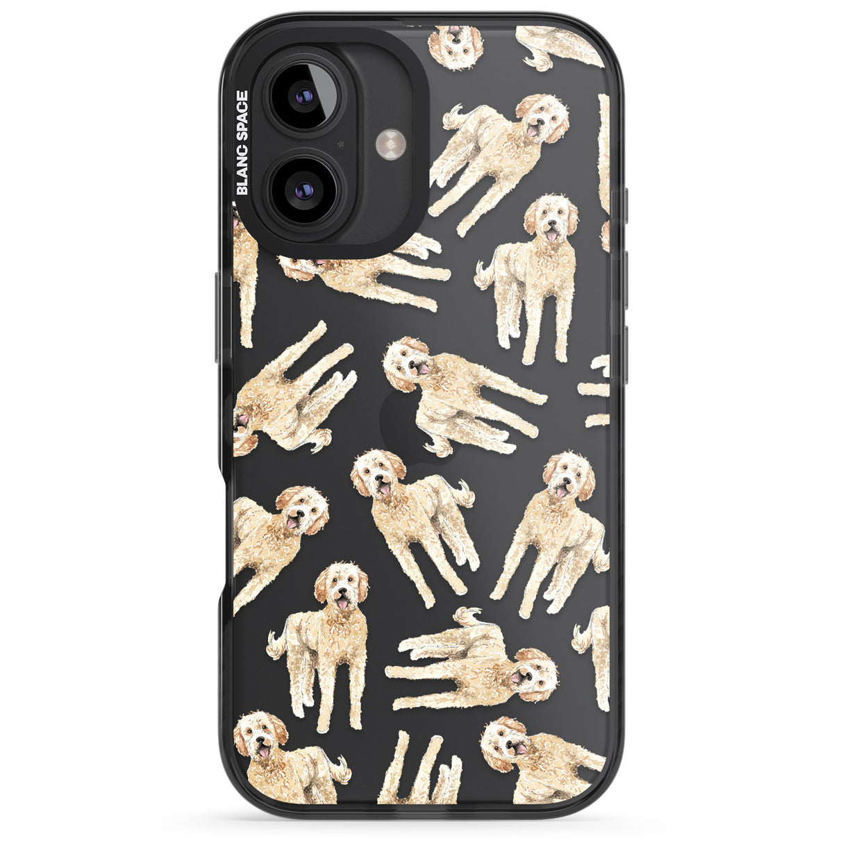 iPhone 16 Pro Max Goldendoodle Watercolour Dog Pattern Black Impact Phone Case