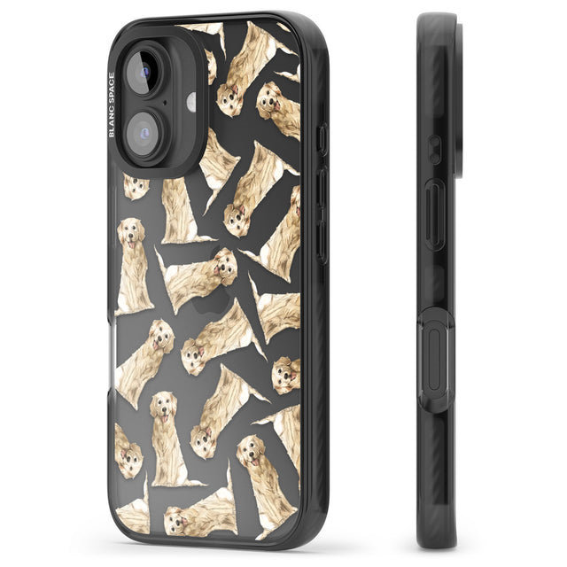 iPhone 16 Pro Max Golden Retriever Watercolour Dog Pattern Black Impact Phone Case