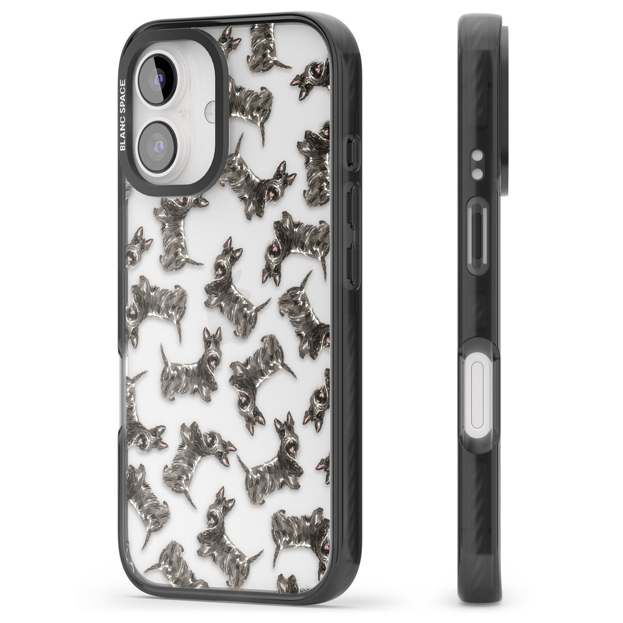 iPhone 16 Pro Max Scottish Terrier Watercolour Dog Pattern Black Impact Phone Case