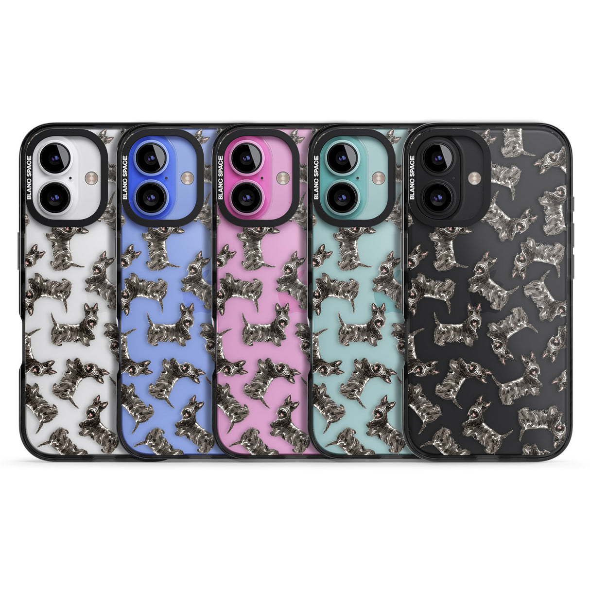 iPhone 16 Pro Max Scottish Terrier Watercolour Dog Pattern Black Impact Phone Case