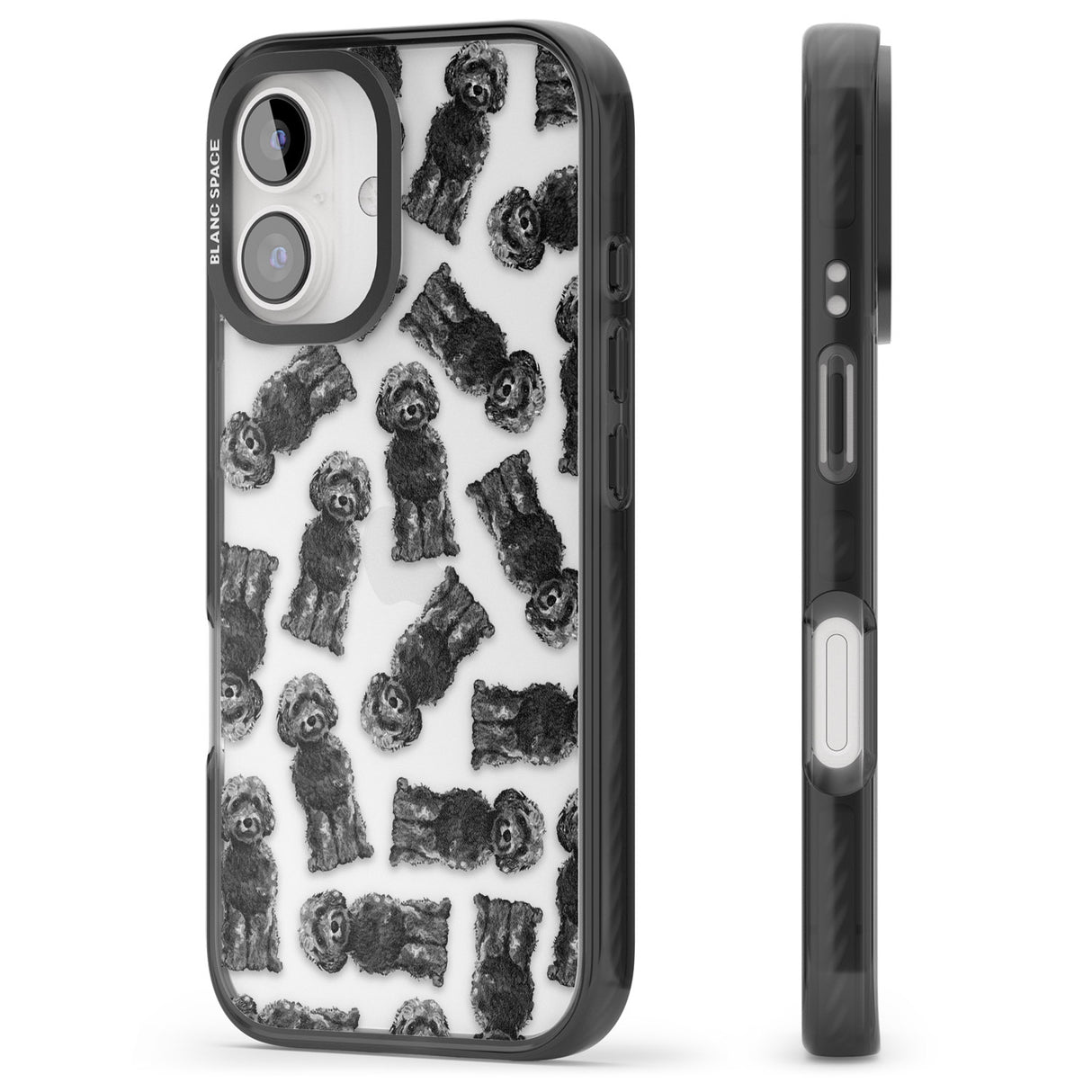 iPhone 16 Pro Max Cockapoo (Black) Watercolour Dog Pattern Black Impact Phone Case