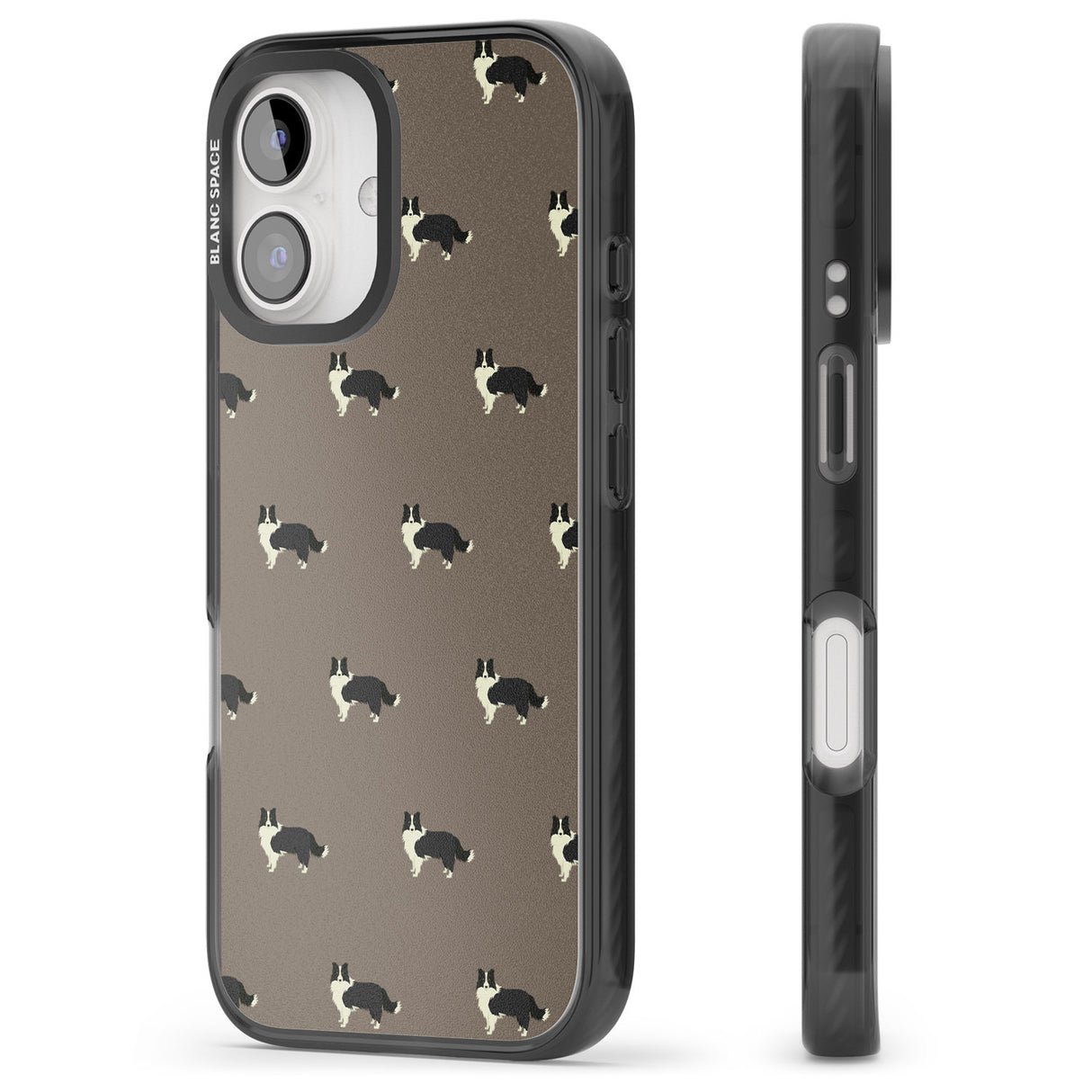 iPhone 16 Pro Max Border Collie Dog Pattern Black Impact Phone Case