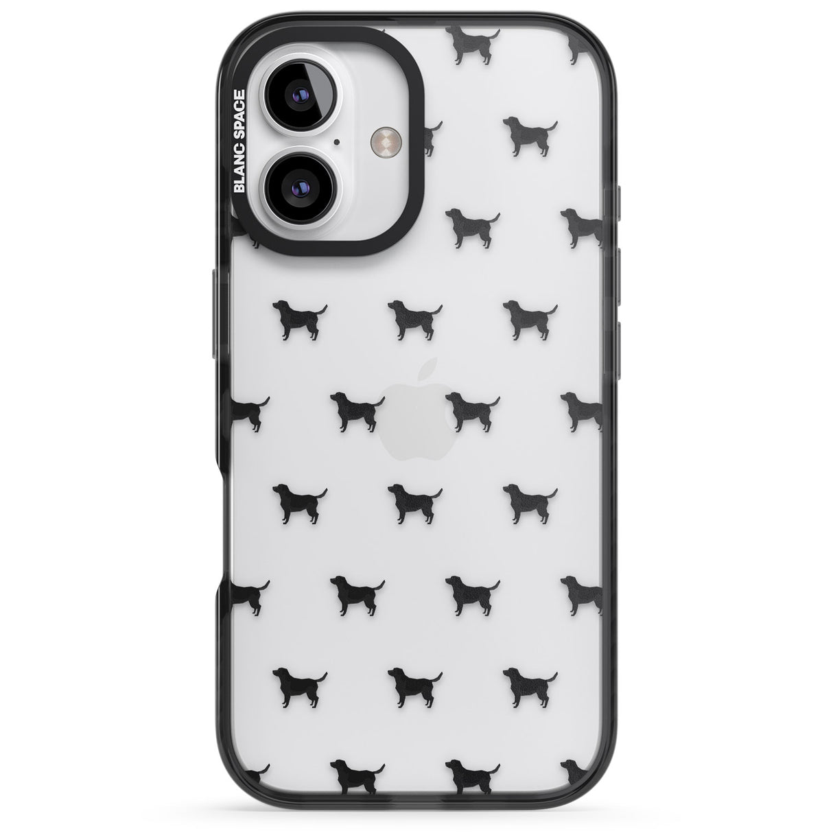 iPhone 16 Pro Max Black Labrador Dog Pattern Clear Black Impact Phone Case