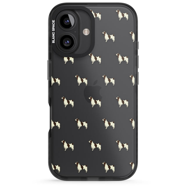 iPhone 16 Pro Max English Springer Spaniel Dog Pattern Clear Black Impact Phone Case