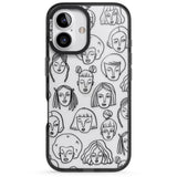 iPhone 16 Pro Max Girl Portrait Doodles Black Impact Phone Case