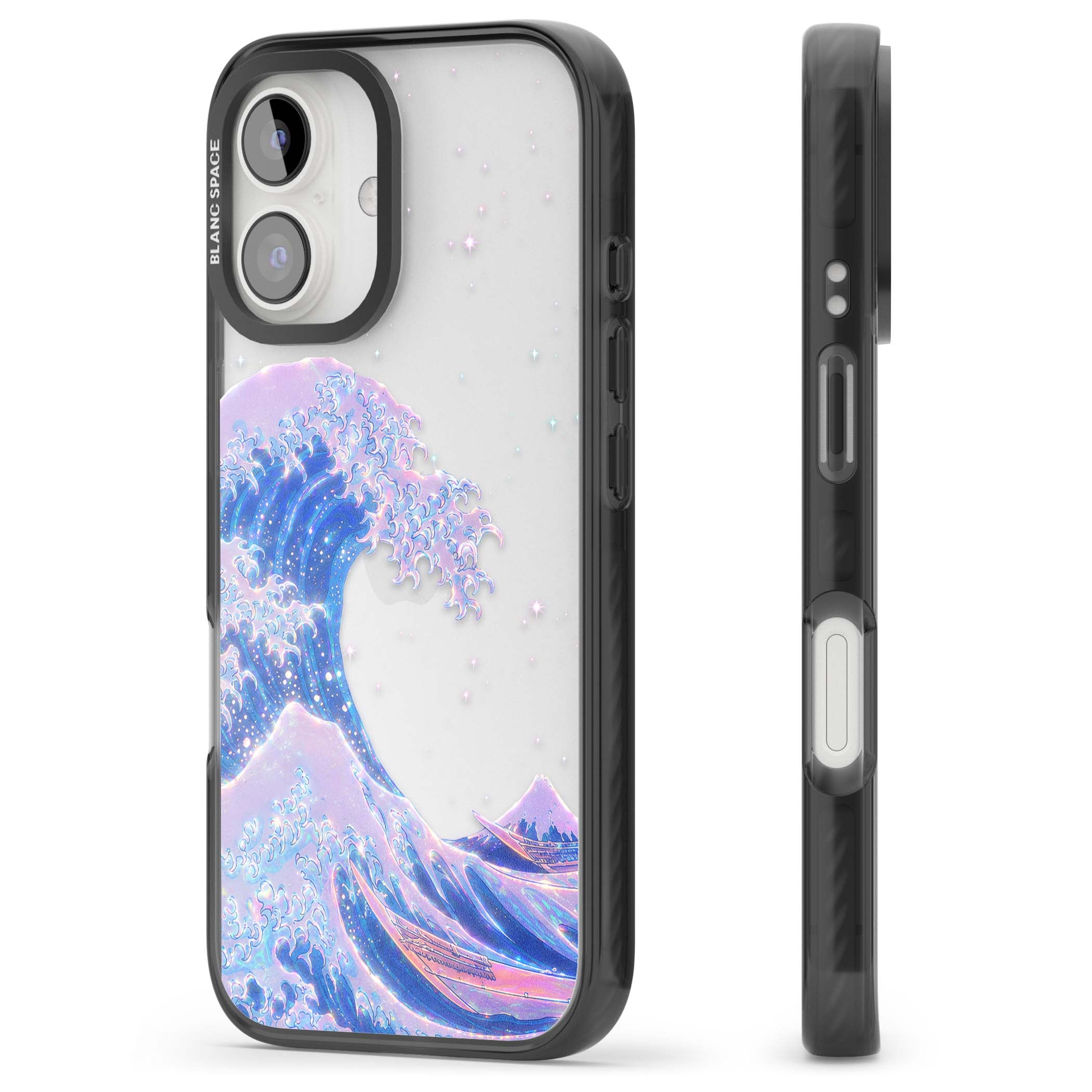 The Great Wave In Opal japanese iPhone case | Black Impact case for iPhone 16, iPhone 16 Plus