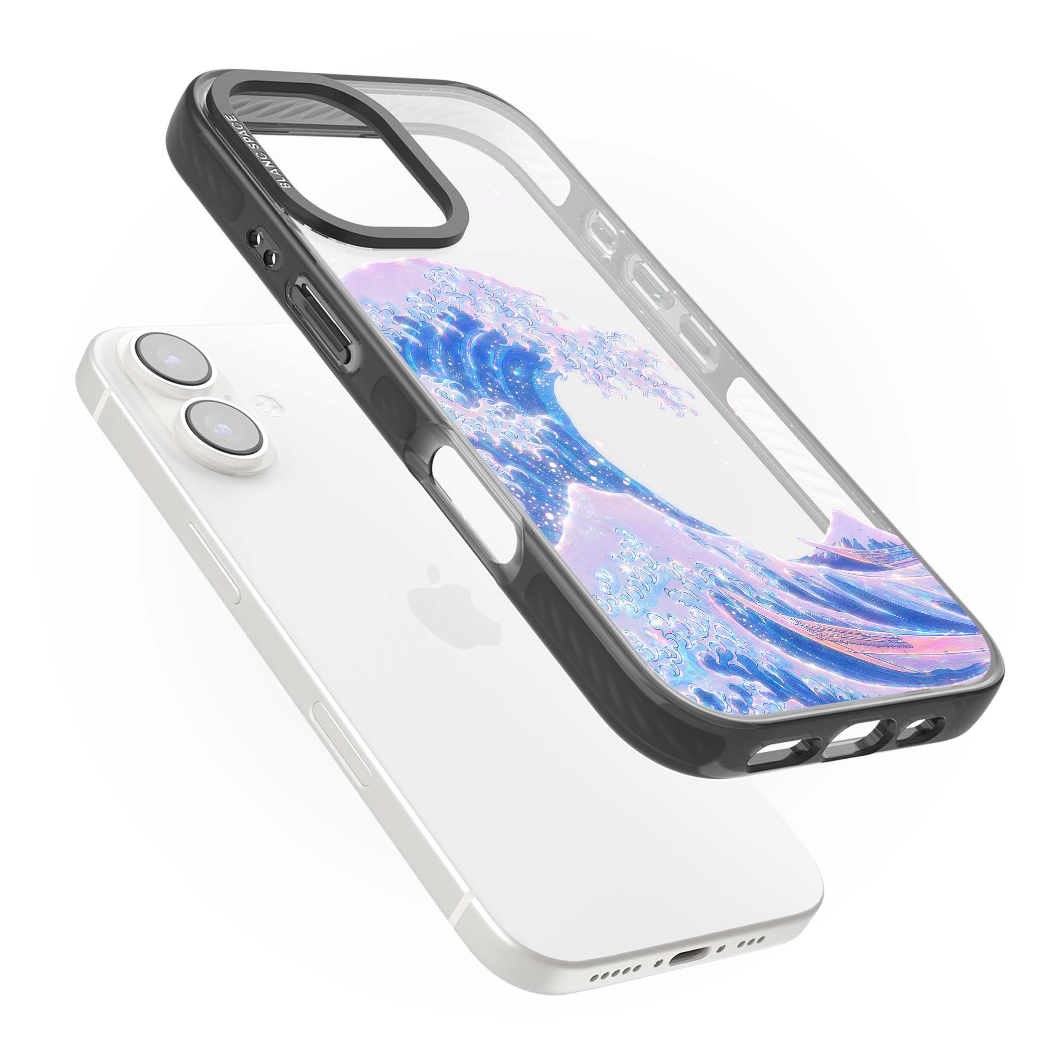 The Great Wave In Opal japanese iPhone case | Black Impact case for iPhone 16, iPhone 16 Plus