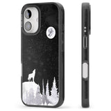 iPhone 16 Pro Max Moon Phases: Wolf & Full Moon Black Impact Phone Case