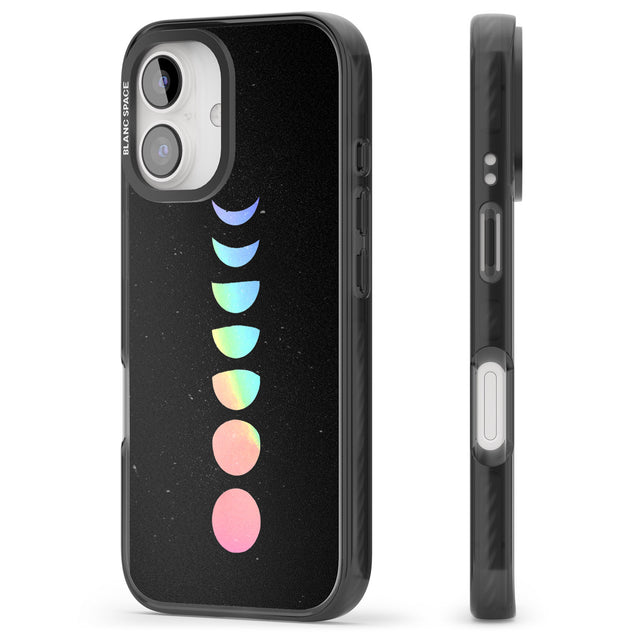 iPhone 16 Pro Max Pastel Moon Phases Black Impact Phone Case