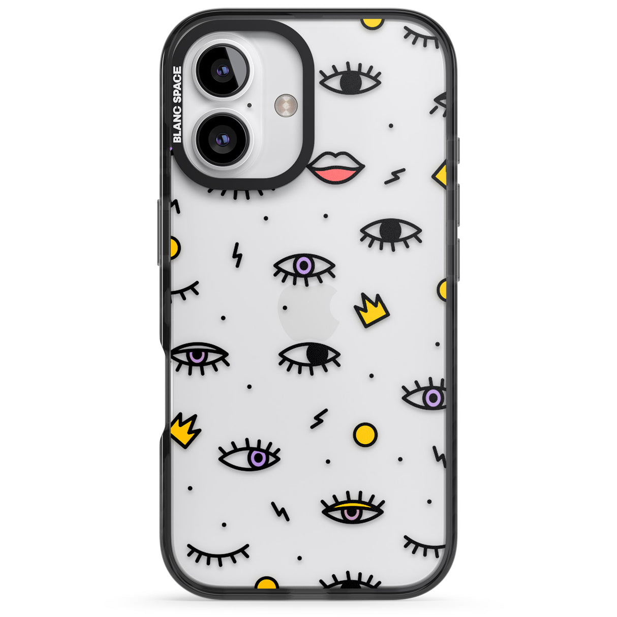 iPhone 16 Pro Max Eyes & Lips Icons Black Impact Phone Case