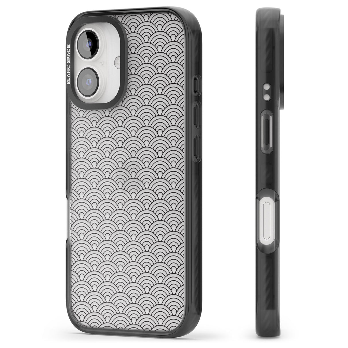 iPhone 16 Pro Max Abstract Lines: Scalloped Pattern Black Impact Phone Case