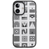 iPhone 16 Pro Max Abstract Lines: Mixed Pattern #1 Black Impact Phone Case