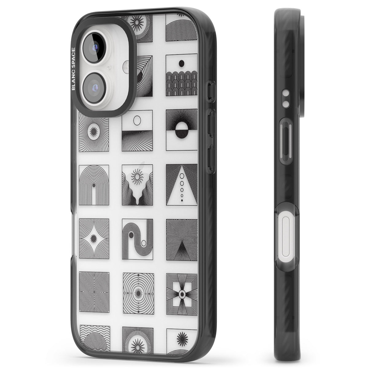 iPhone 16 Pro Max Abstract Lines: Mixed Pattern #1 Black Impact Phone Case