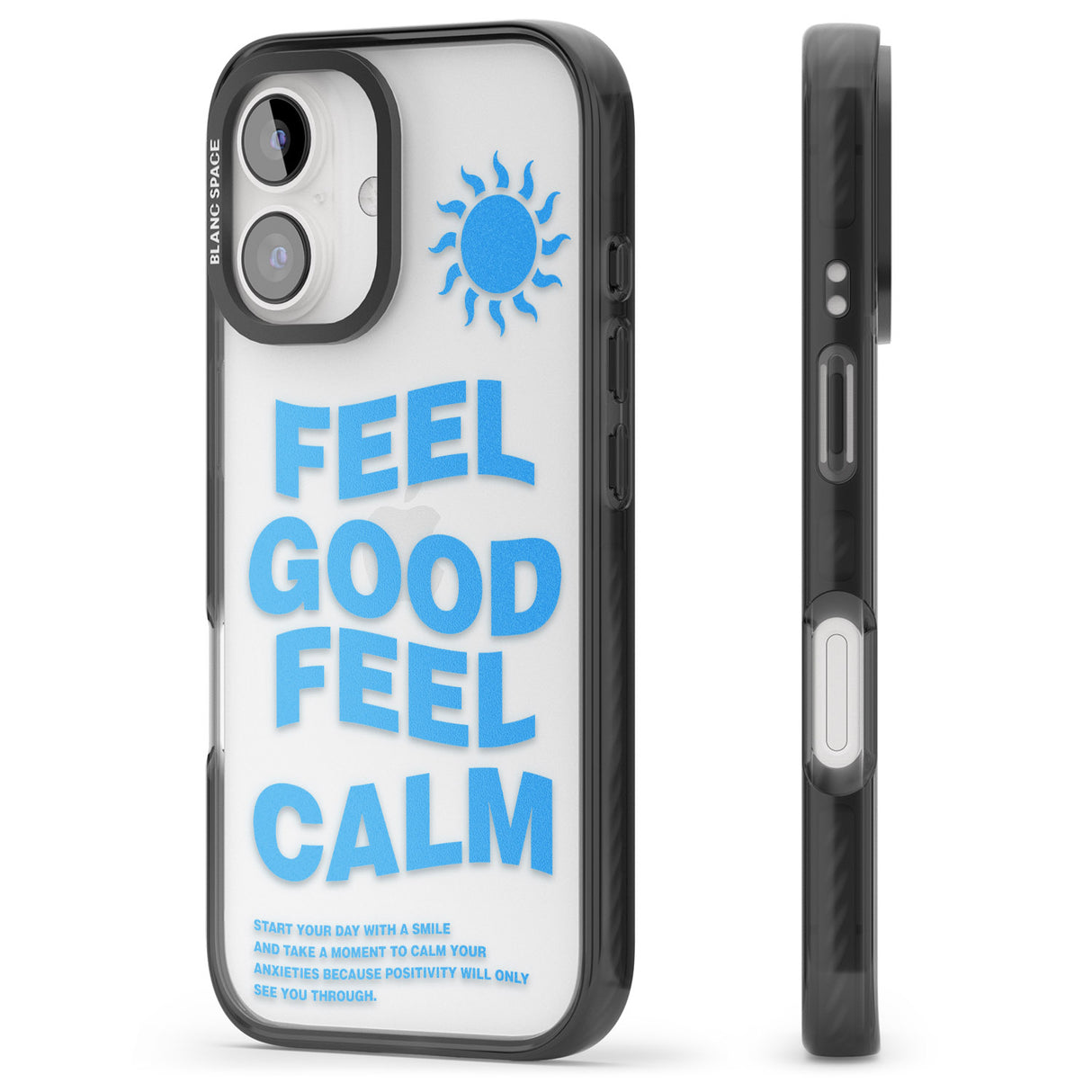 iPhone 16 Pro Max Feel Good Feel Calm (Blue) Black Impact Phone Case