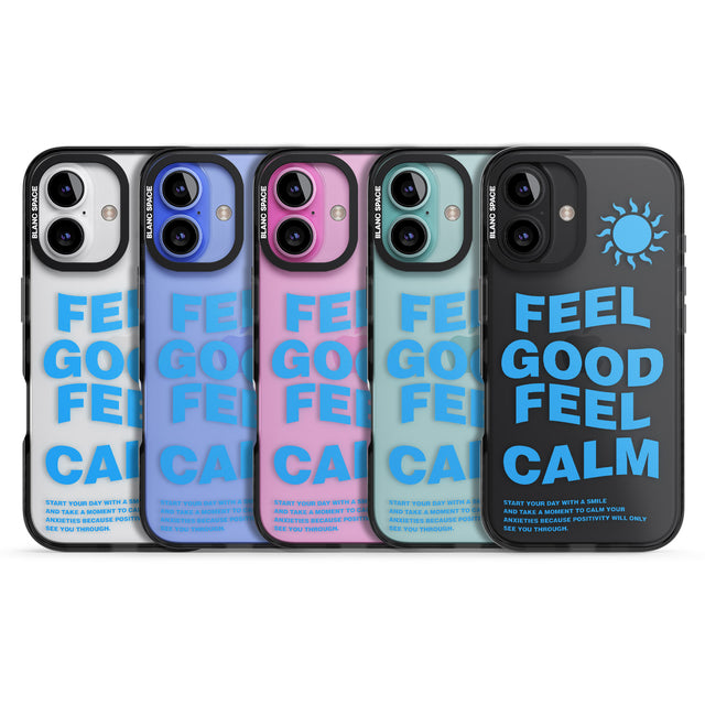 iPhone 16 Pro Max Feel Good Feel Calm (Blue) Black Impact Phone Case