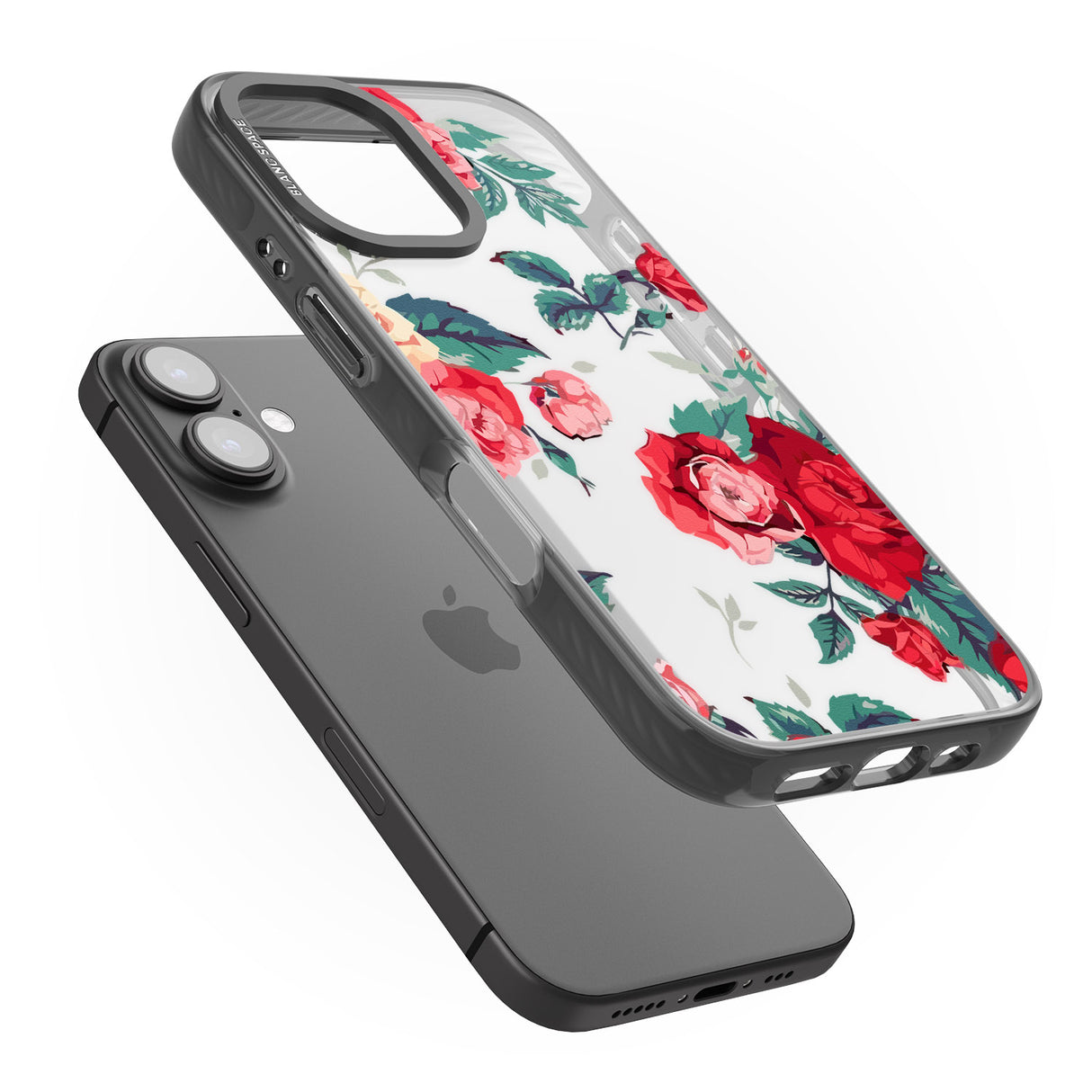 iPhone 16 Pro Max Rose Pattern Black Impact Phone Case