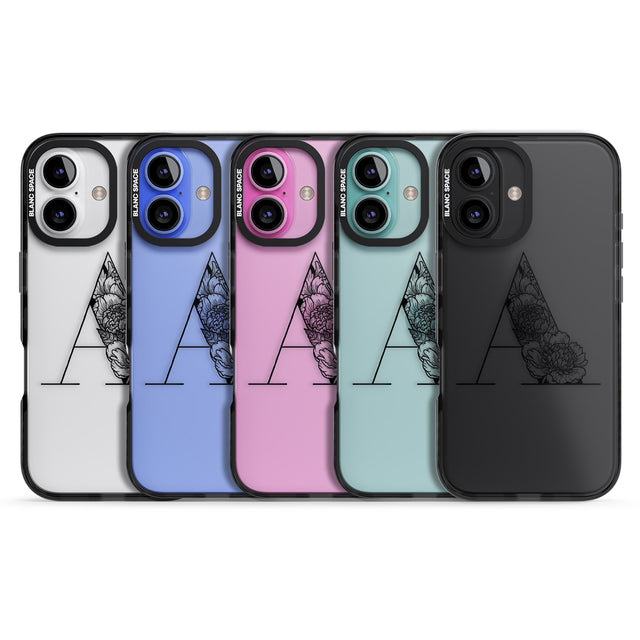 iPhone 16 Pro Max Floral Monogram Letter Black Impact Phone Case