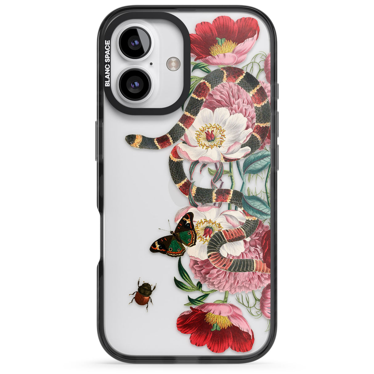 iPhone 16 Pro Max Floral Snake Black Impact Phone Case