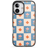 iPhone 16 Pro Max Vintage Bloom Checkered Black Impact Phone Case