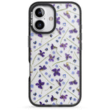 iPhone 16 Pro Max Violet & Blue Floral Pattern Design Black Impact Phone Case