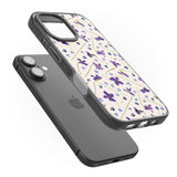 iPhone 16 Pro Max Violet Floral Pattern Design - Cream Black Impact Phone Case