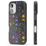 iPhone 16 Pro Max Wildflower Grid Boxes Pattern - Navy Black Impact Phone Case