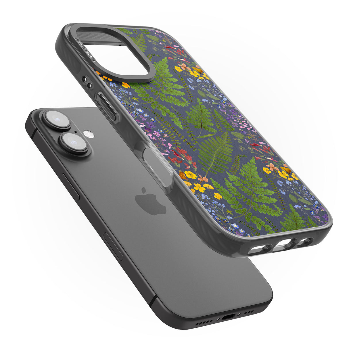 iPhone 16 Pro Max Busy Floral and Fern Design - Navy Black Impact Phone Case