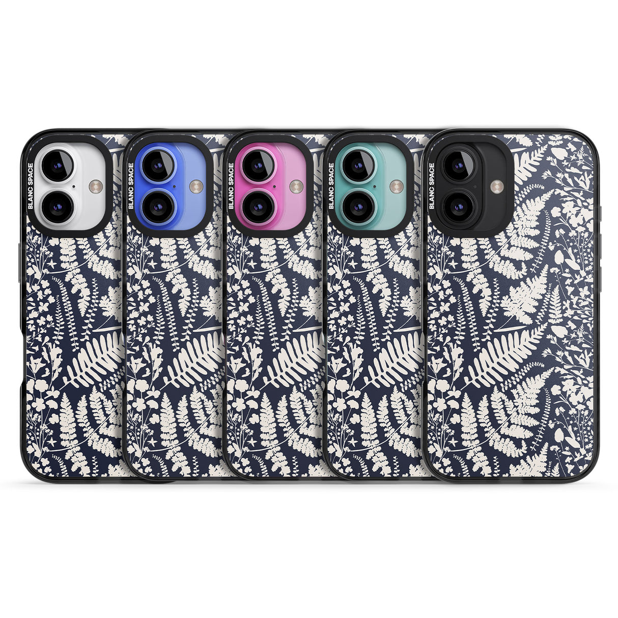 iPhone 16 Pro Max Wildflowers and Ferns on Navy Black Impact Phone Case