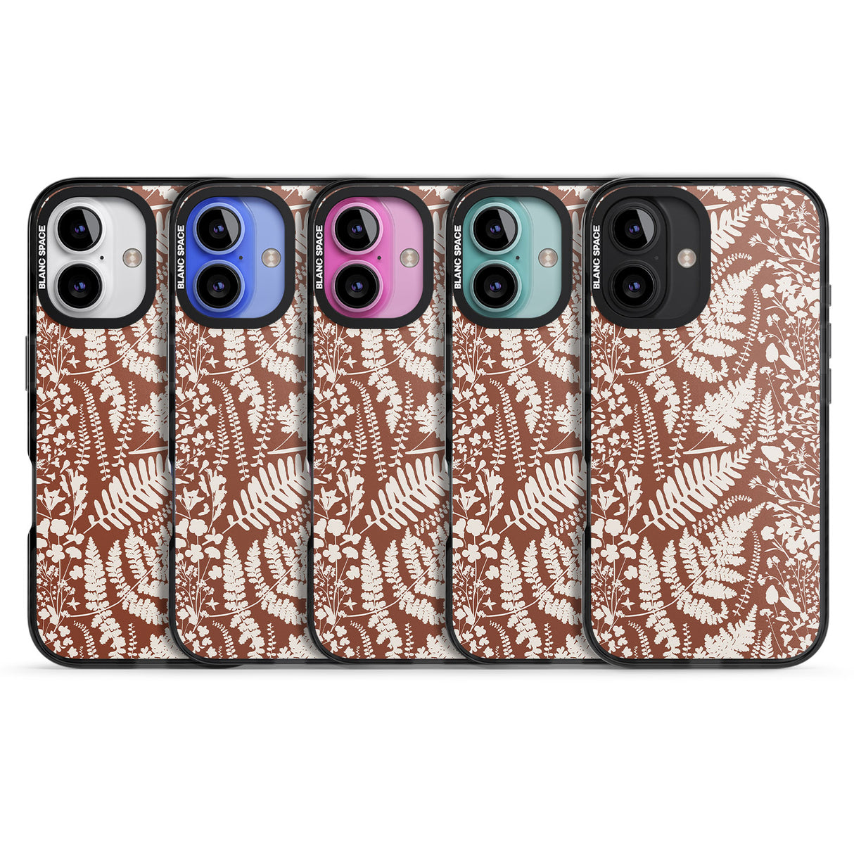 iPhone 16 Pro Max Wildflowers and Ferns on Terracotta Black Impact Phone Case