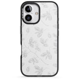 iPhone 16 Pro Max Grey Branches Vintage Botanical Black Impact Phone Case