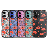 iPhone 16 Pro Max Red Poppy Transparent Floral Black Impact Phone Case