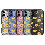 iPhone 16 Pro Max Yellow Blossoms Transparent Floral Black Impact Phone Case