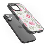 iPhone 16 Pro Max Roses & Eucalyptus Transparent Floral Black Impact Phone Case