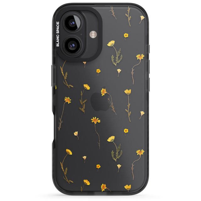 iPhone 16 Pro Max Mixed Yellow Flowers - Dried Flower-Inspired Black Impact Phone Case