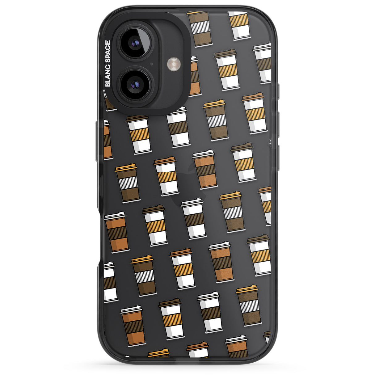 iPhone 16 Pro Max Coffee Cup Pattern Black Impact Phone Case