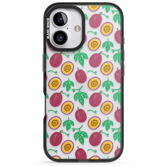 iPhone 16 Pro Max Passion Fruit Pattern Black Impact Phone Case