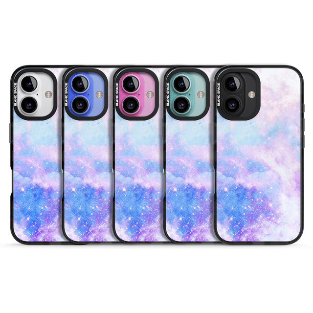 iPhone 16 Pro Max Light Blue Galaxy Pattern Design Black Impact Phone Case