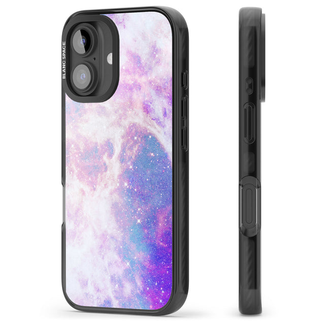 iPhone 16 Pro Max Purple & Blue Galaxy Pattern Design Black Impact Phone Case