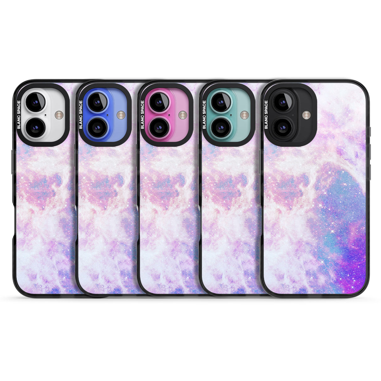 iPhone 16 Pro Max Purple & Blue Galaxy Pattern Design Black Impact Phone Case