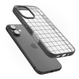 iPhone 16 Pro Max Simplistic Large Grid Pattern Black (Transparent) Black Impact Phone Case