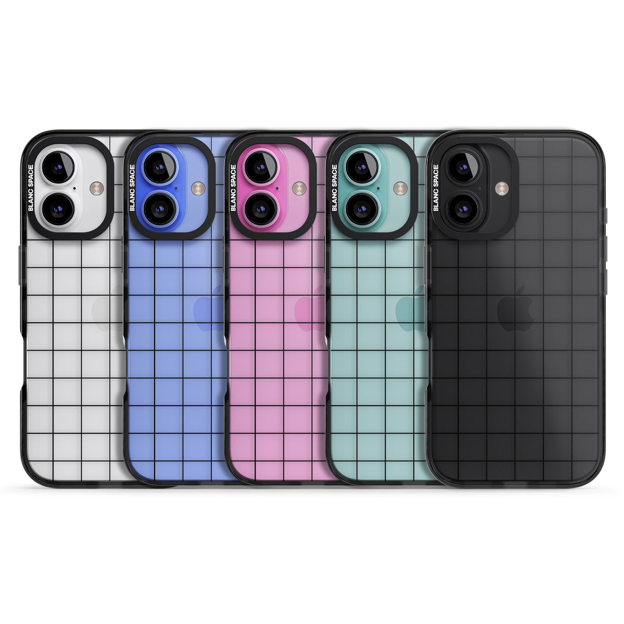 iPhone 16 Pro Max Simplistic Large Grid Pattern Black (Transparent) Black Impact Phone Case