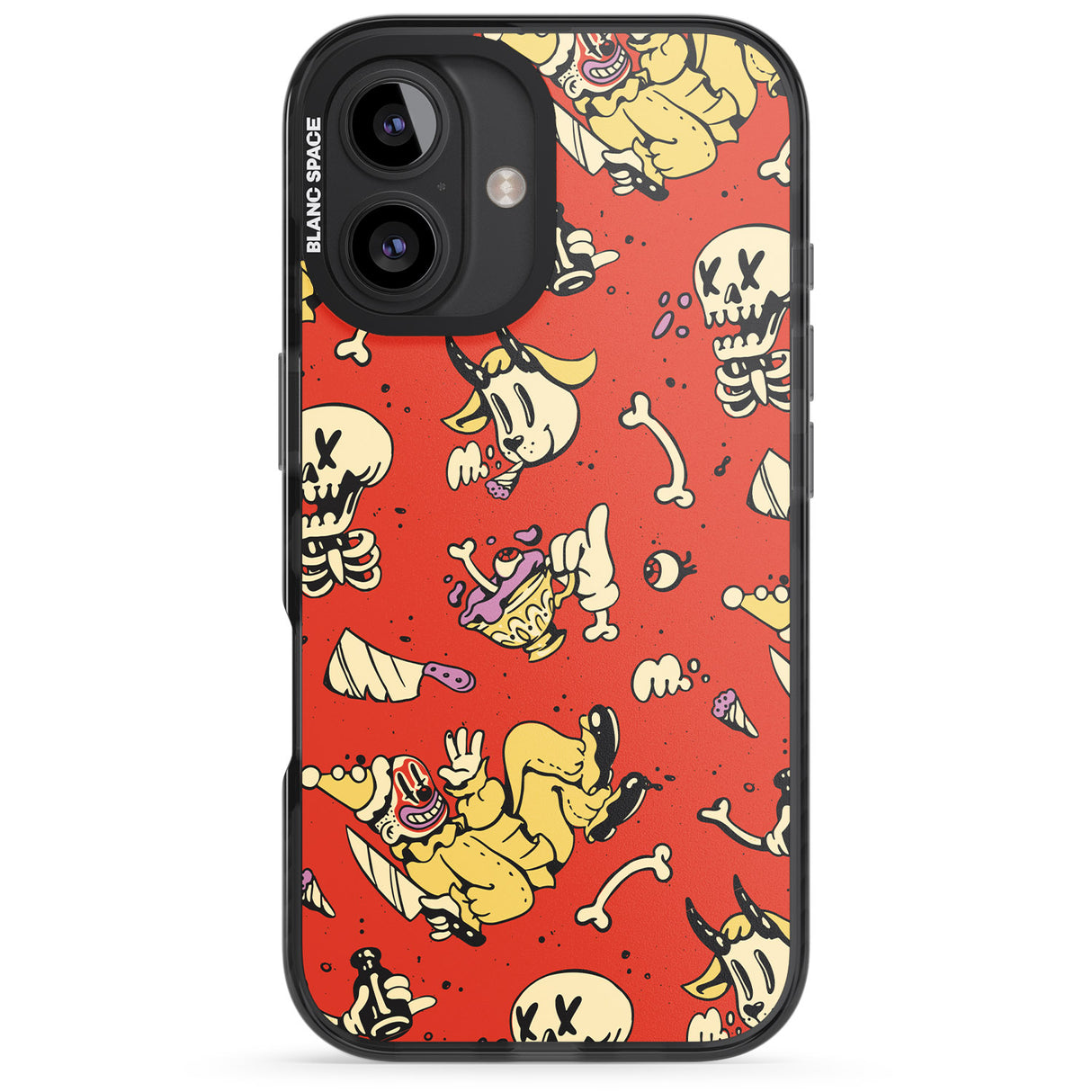 iPhone 16 Pro Max Red Retro Halloween Pattern Black Impact Phone Case