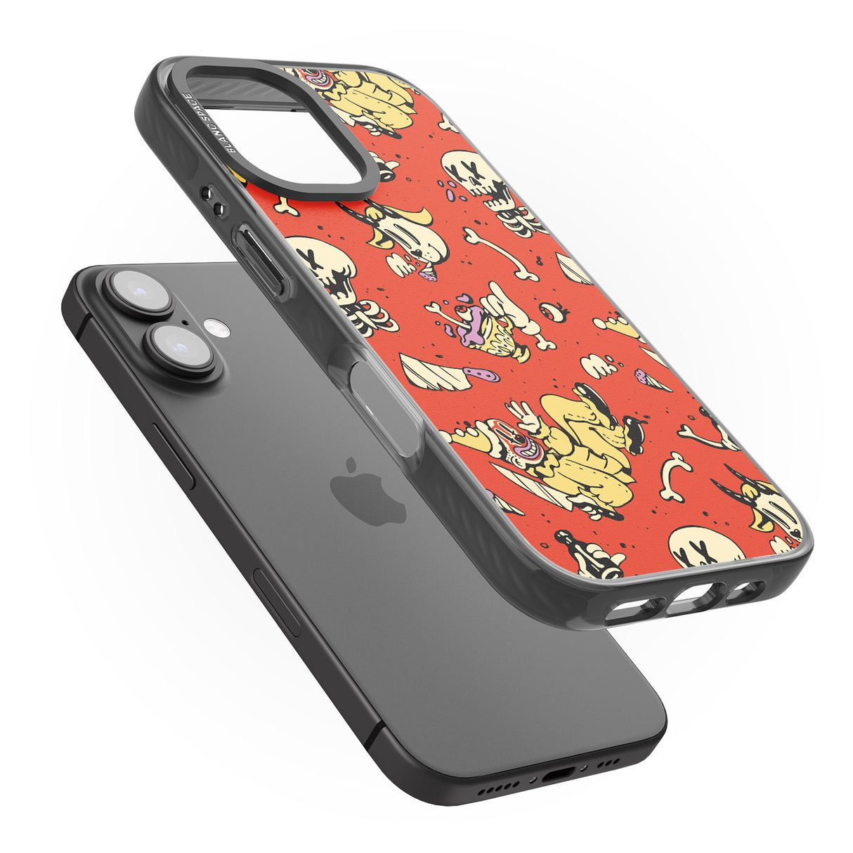 iPhone 16 Pro Max Red Retro Halloween Pattern Black Impact Phone Case