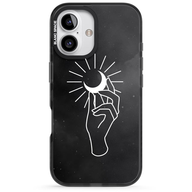 iPhone 16 Pro Max Hand Holding Moon Black Impact Phone Case