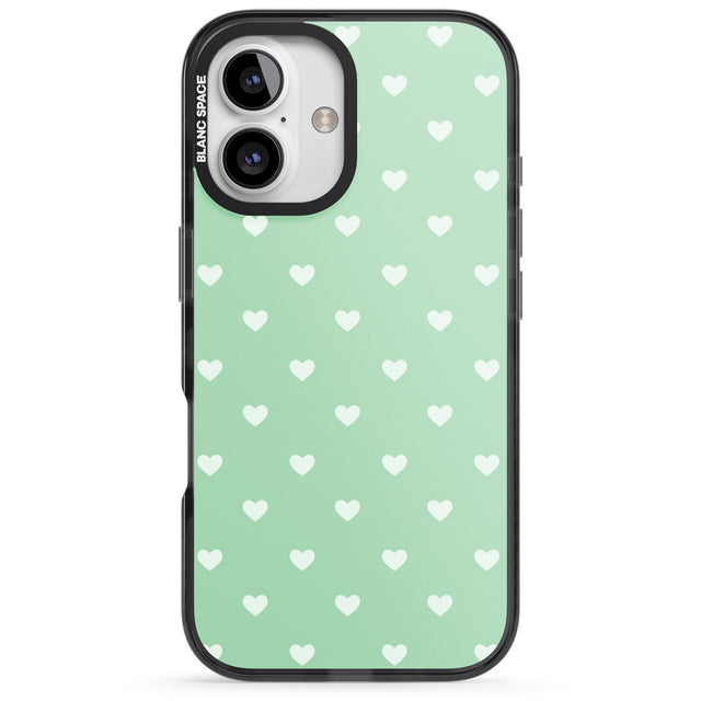 iPhone 16 Pro Max Small Heart Pattern: Green Black Impact Phone Case