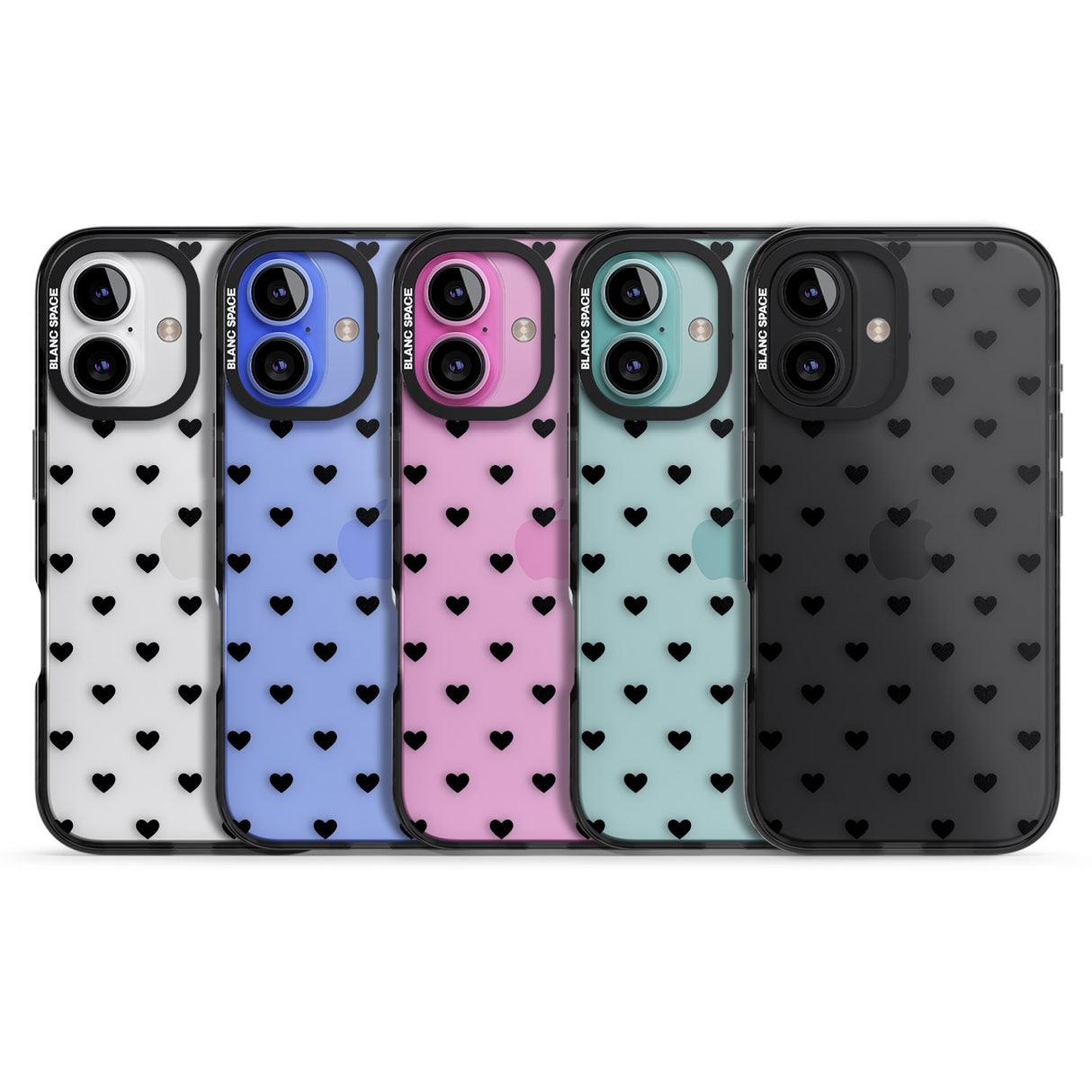 iPhone 16 Pro Max Small Heart Pattern: White & Black Impact Phone Case