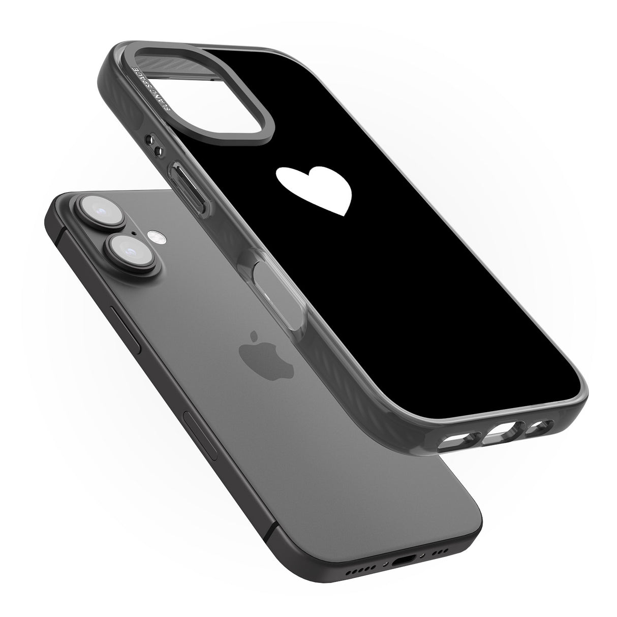 iPhone 16 Pro Max Single Heart Design: White & Black Impact Phone Case