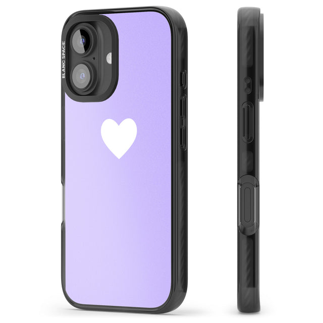 iPhone 16 Pro Max Single Heart White & Pale Purple Black Impact Phone Case